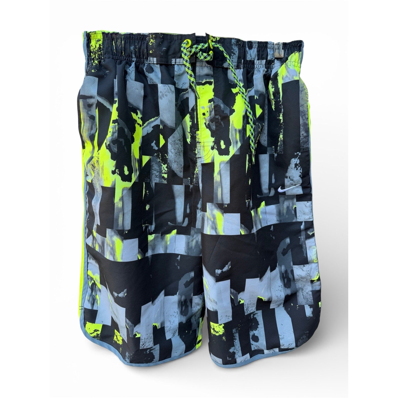 Nike Yellow Swimwear Neon Graphic Swim Trunks Small
