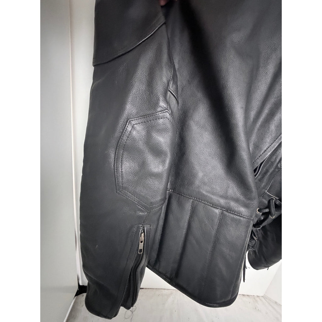 UNIK Ultra Men's Black Leather Motorcycle Jacket Size 50