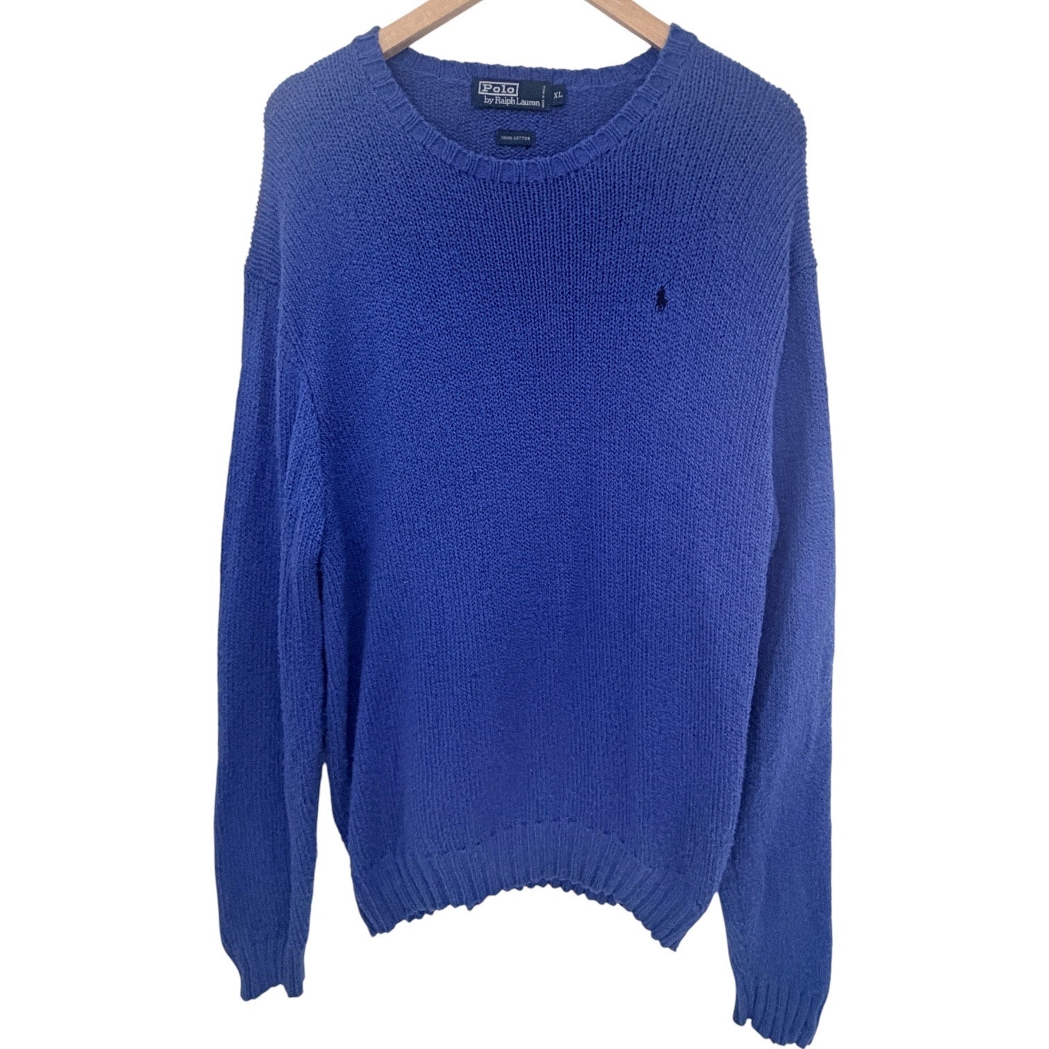 Polo Ralph Lauren Sweater Mens XL Blue Cotton Knit Pullover