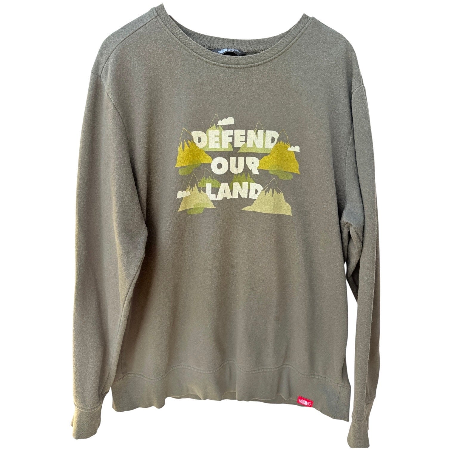 The North Face Defend Our Land Sweatshirt Mens XL Green Graphic Pullover