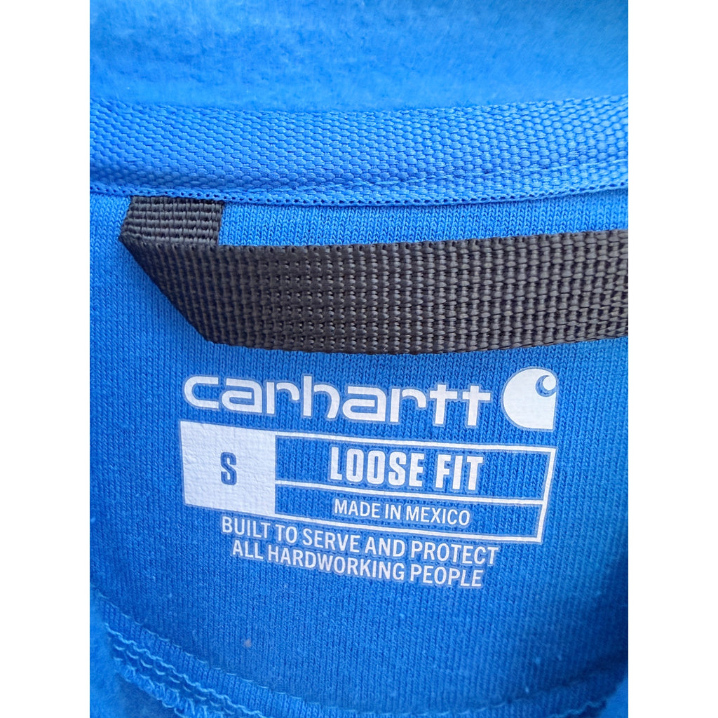 Carhartt Hoodie Mens Small Blue Loose Fit Pullover Workwear Sweatshirt