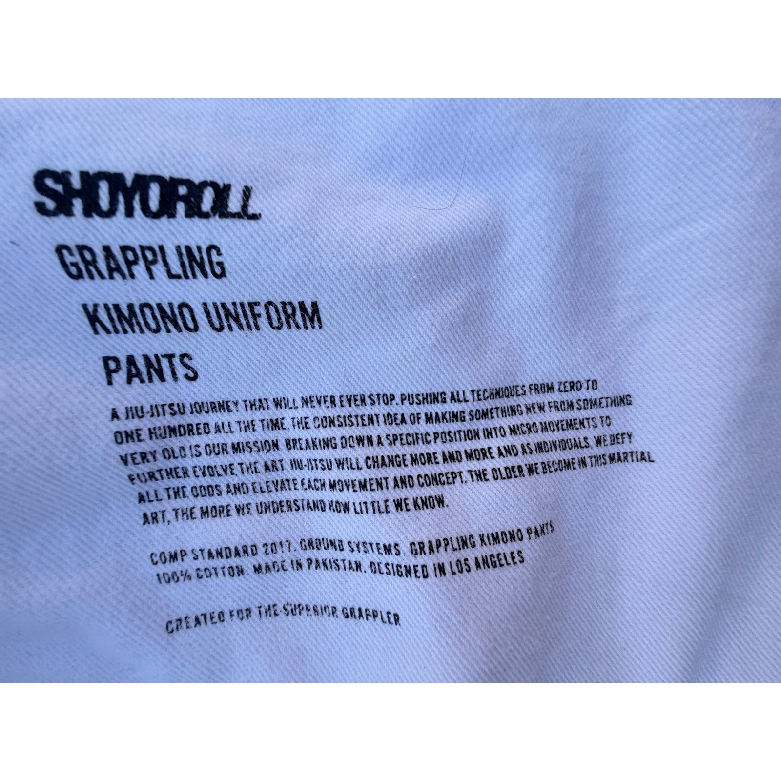 Shoyoroll Gi Pants Mens White BJJ Jiu Jitsu Grappling Kimono Cotton