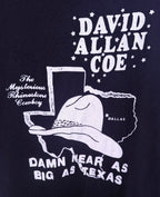 Fruit of the Loom Men's Black David Allan Coe The Mysterious Rhinestone Cowboy Damn Near As Big As Texas T-Shirt — view 4