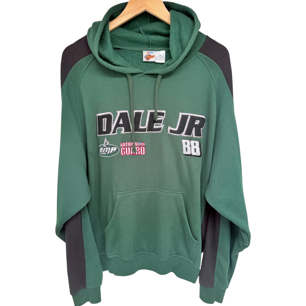 Winners Circle Men's Green Dale Jr. #88 Colorblock Hooded Hoodie — front view