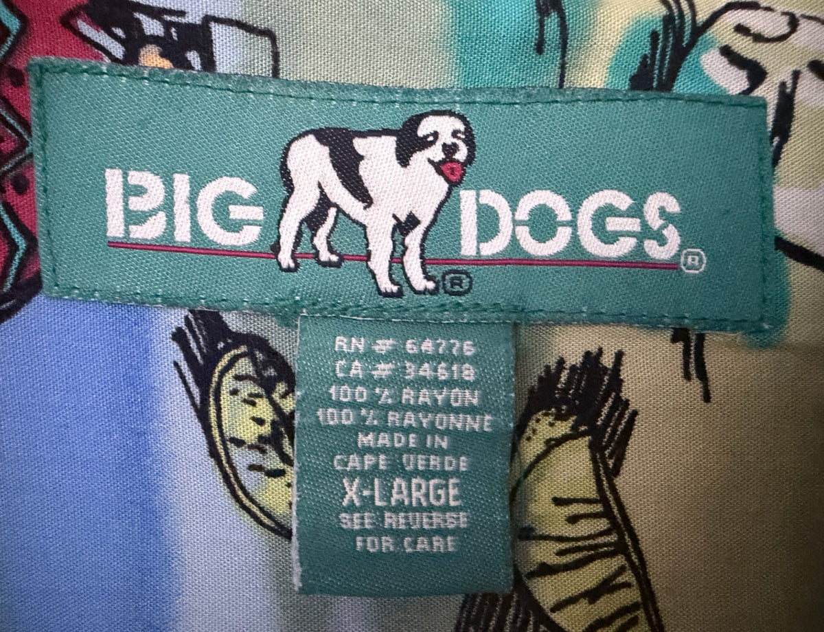 Big Dogs Men's Blue Fleece Button-Up — brand label