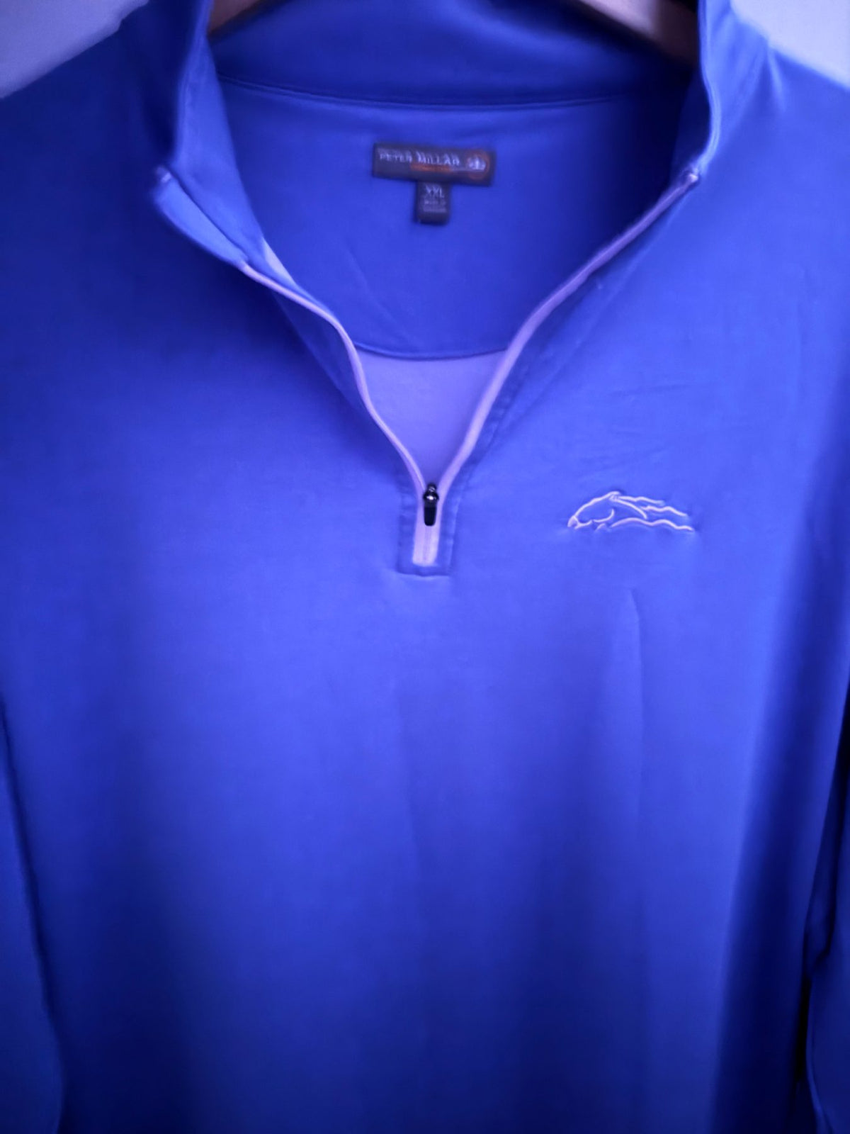 Peter Millar Men's Blue Denver Broncos Quarter-Zip Half-Zip Mock Neck Sweatshirt — view 5