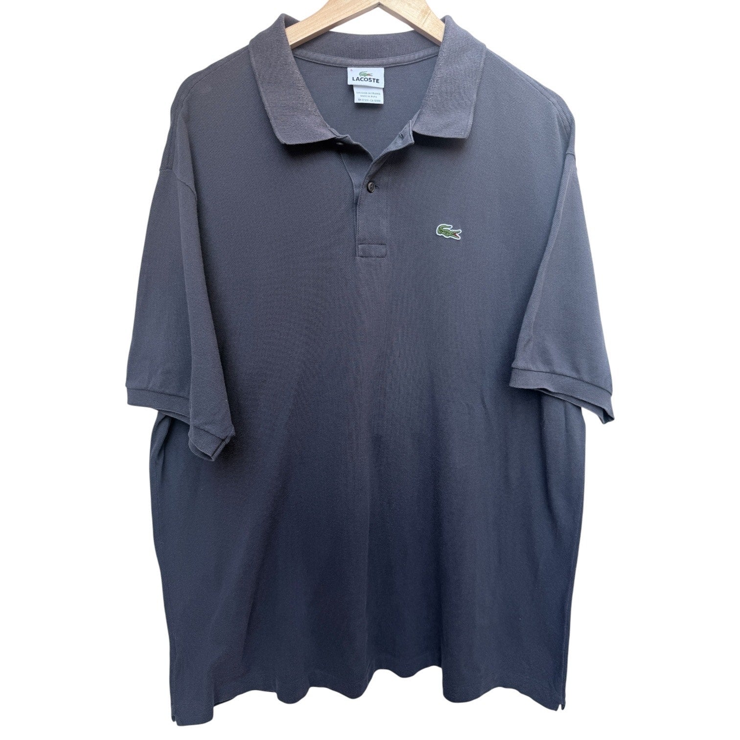 Lacoste Polo Shirt Mens Size 9 Gray Short Sleeve Classic Crocodile Logo France