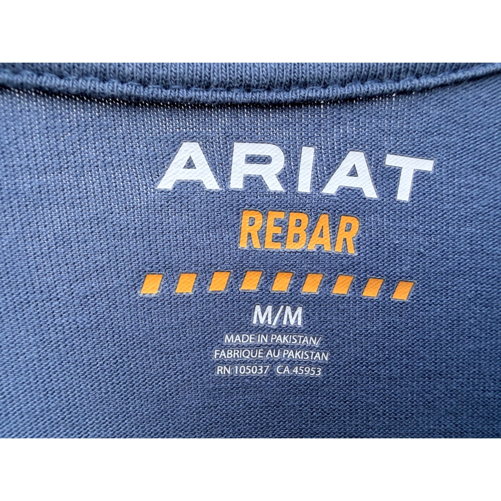 Ariat Rebar Long Sleeve Shirt Mens Medium Blue Workwear Pocket Tee Graphic Back
