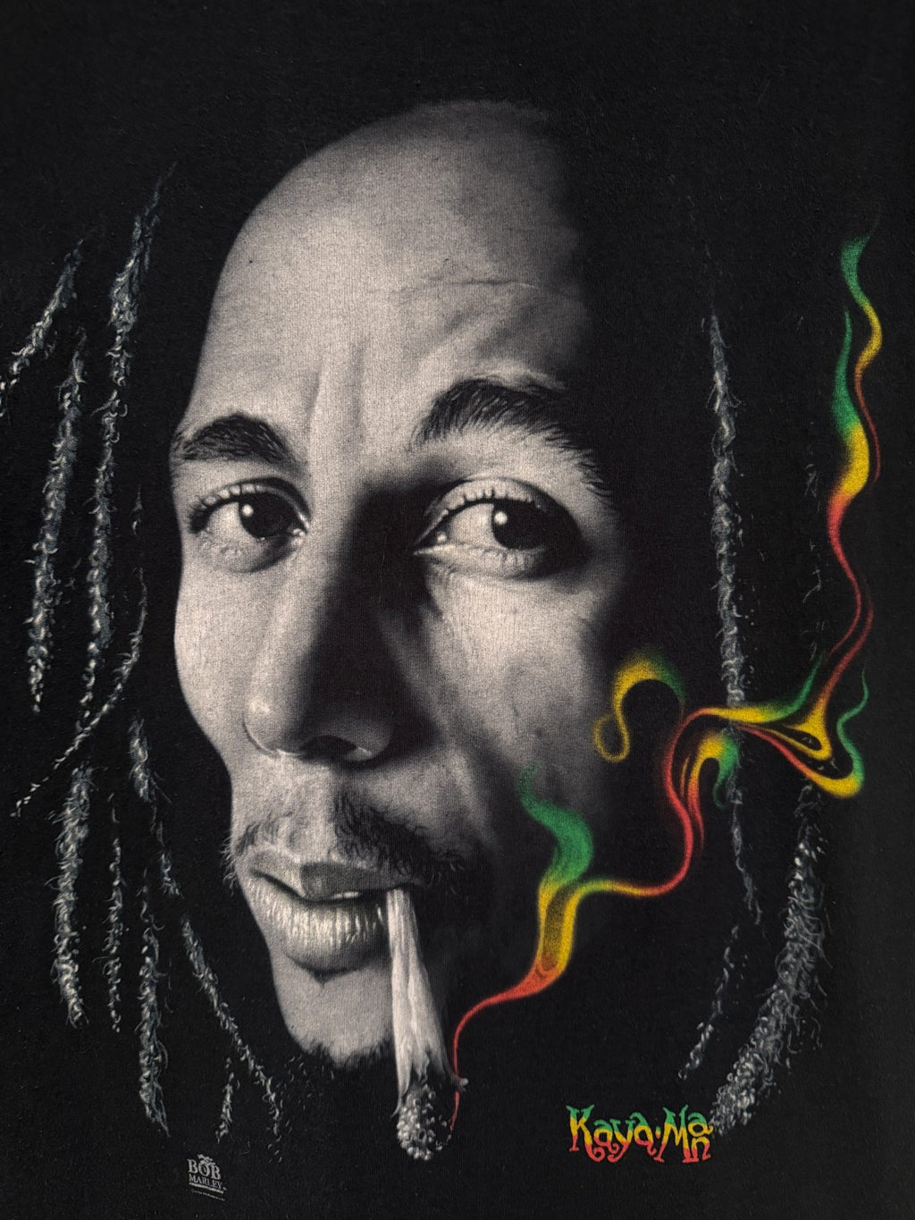 Zion Rootswear Men's Black Bob Marley Kaya Man T-Shirt — view 4