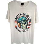 Harley-Davidson Men's Whiskey Row Skull T-Shirt Large White