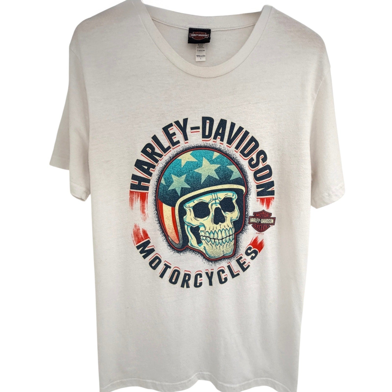 Harley-Davidson Men's Whiskey Row Skull T-Shirt Large White