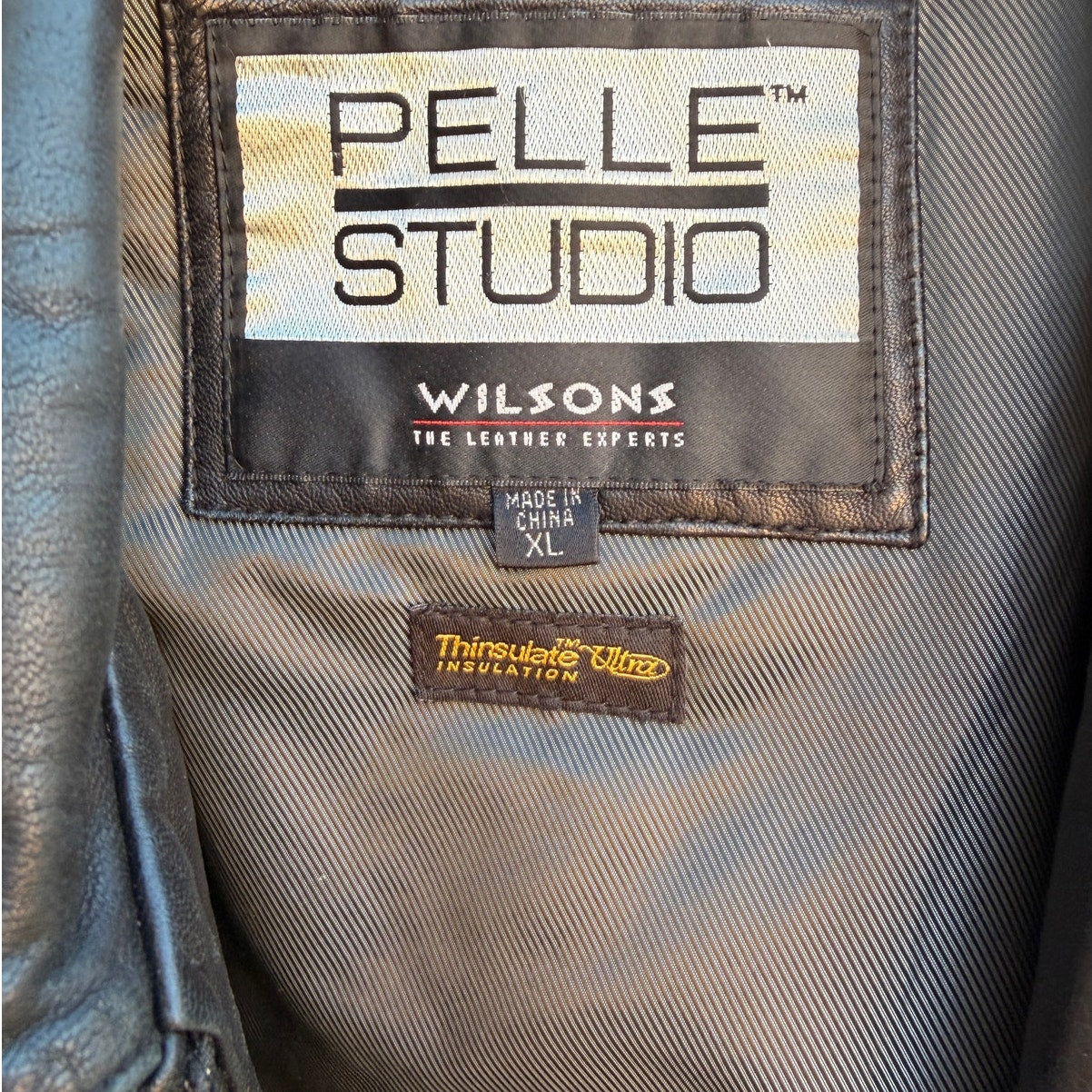 Pelle Studio Wilsons Black Leather Jacket Mens XL Thinsulate
