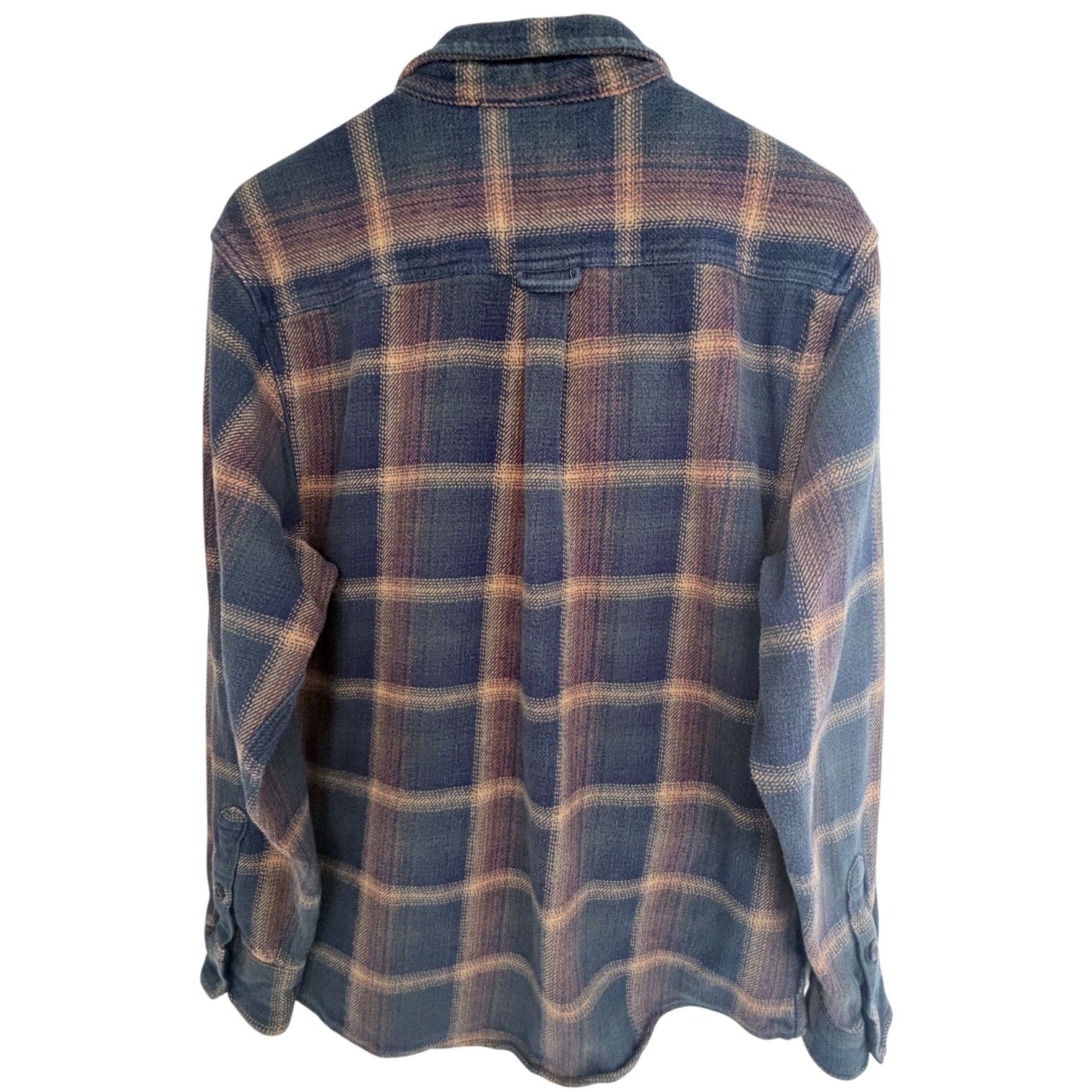 Orvis Plaid Flannel Button Front Shirt Jacket Mens Large Blue Brown