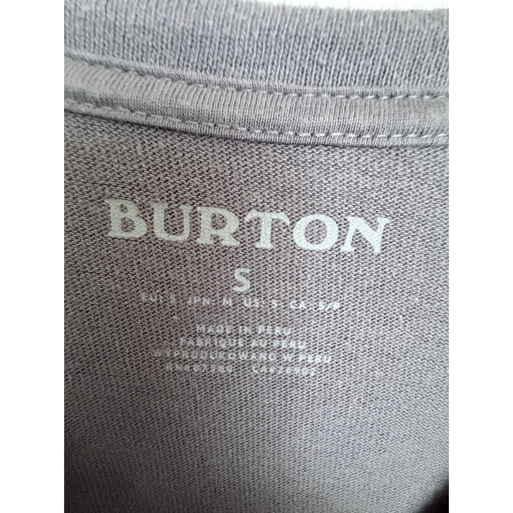 Burton Long Sleeve Graphic T Shirt Womens Small Gray Surf Snowboard Cotton
