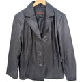 Siena Leather Jacket Womens 16 Black Button Front Coat