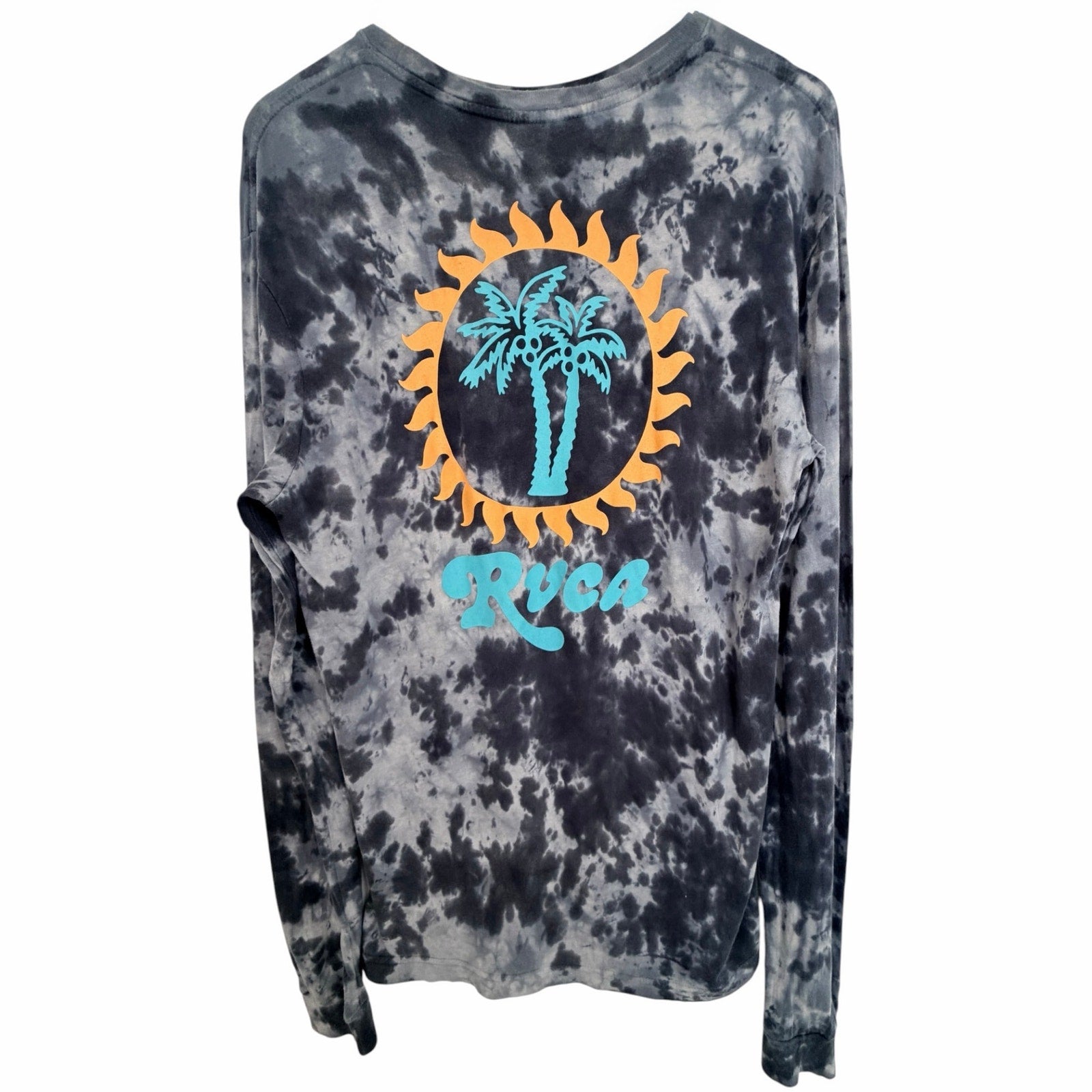 RVCA Tie Dye Long Sleeve Shirt Mens M Palm Tree