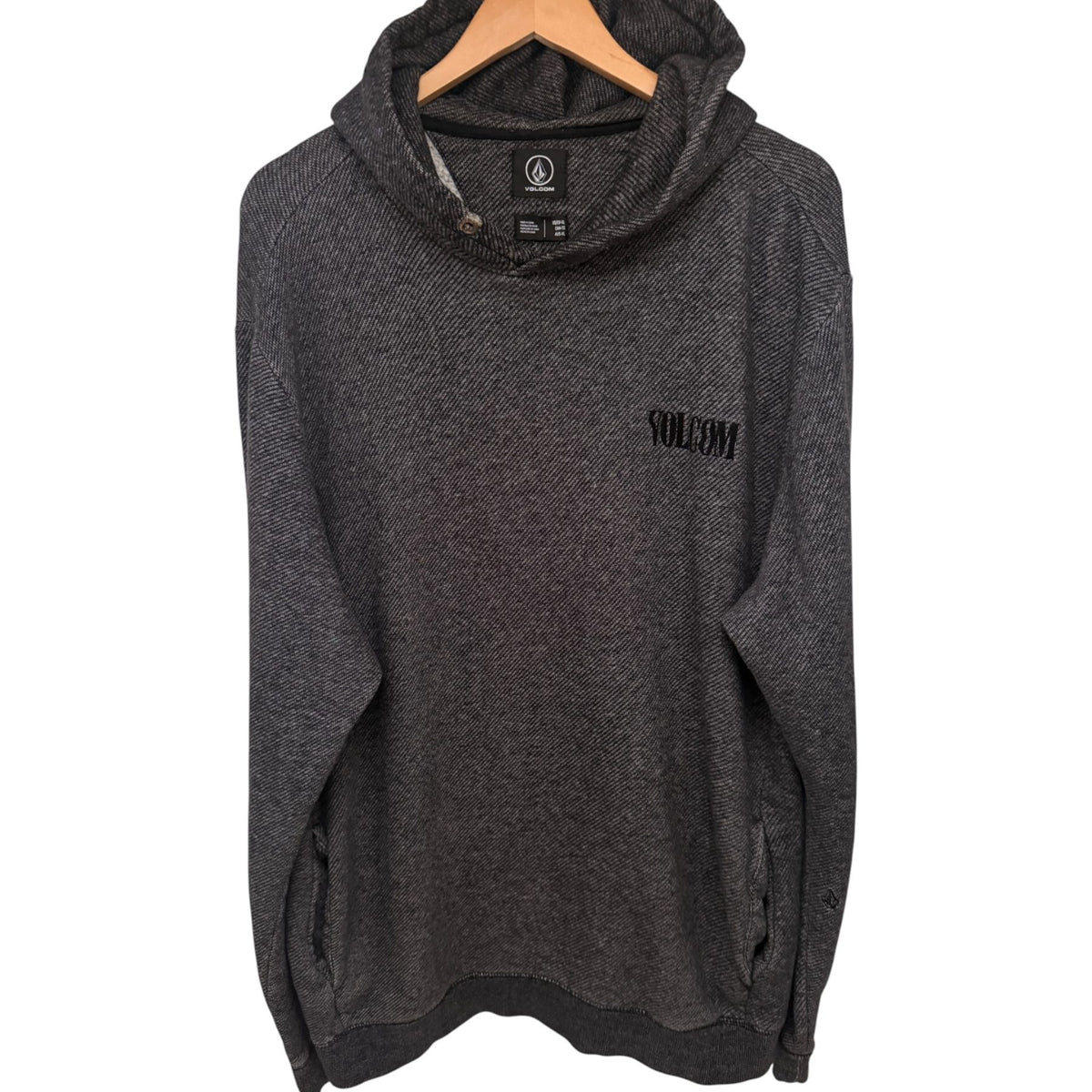 Volcom Men's Gray Fleece Hooded Hoodie — front view