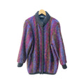 Fully Fashion Mohair Blend Cardigan Womens Medium Argyle Knit Oversized