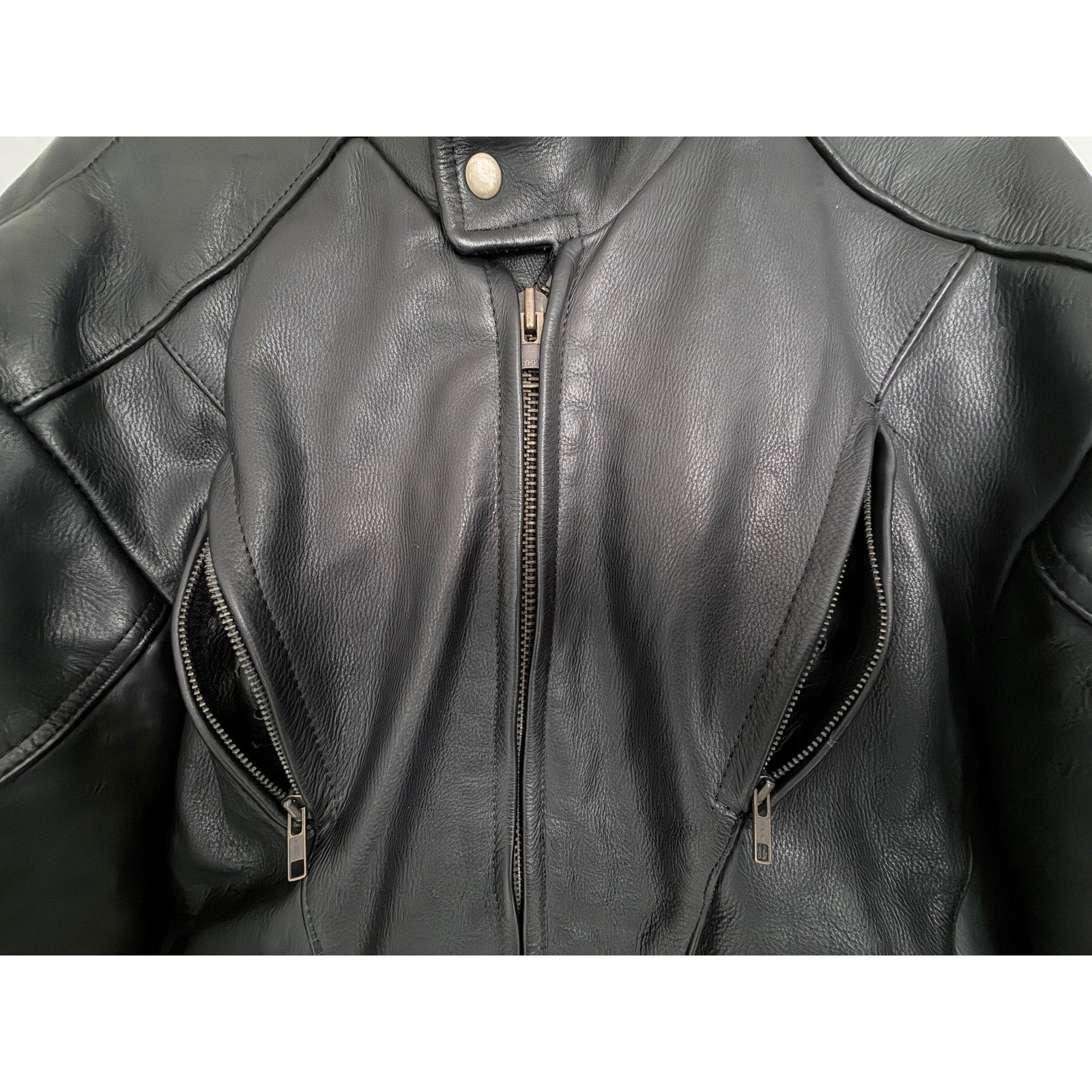 UNIK Ultra Men's Black Leather Motorcycle Jacket Size 50 additional view 3