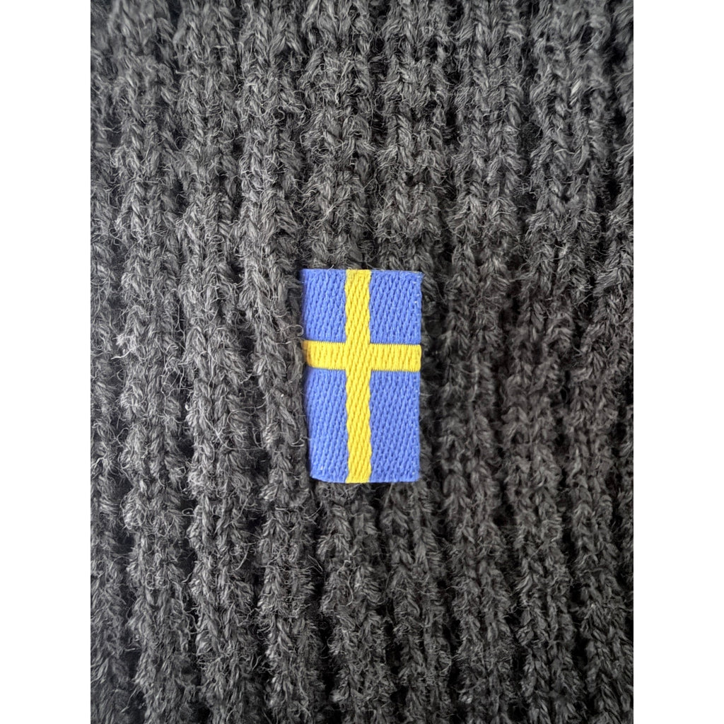 Fjallraven Tab Hat Dark Gray Rib Knit Beanie One Size Sweden Flag