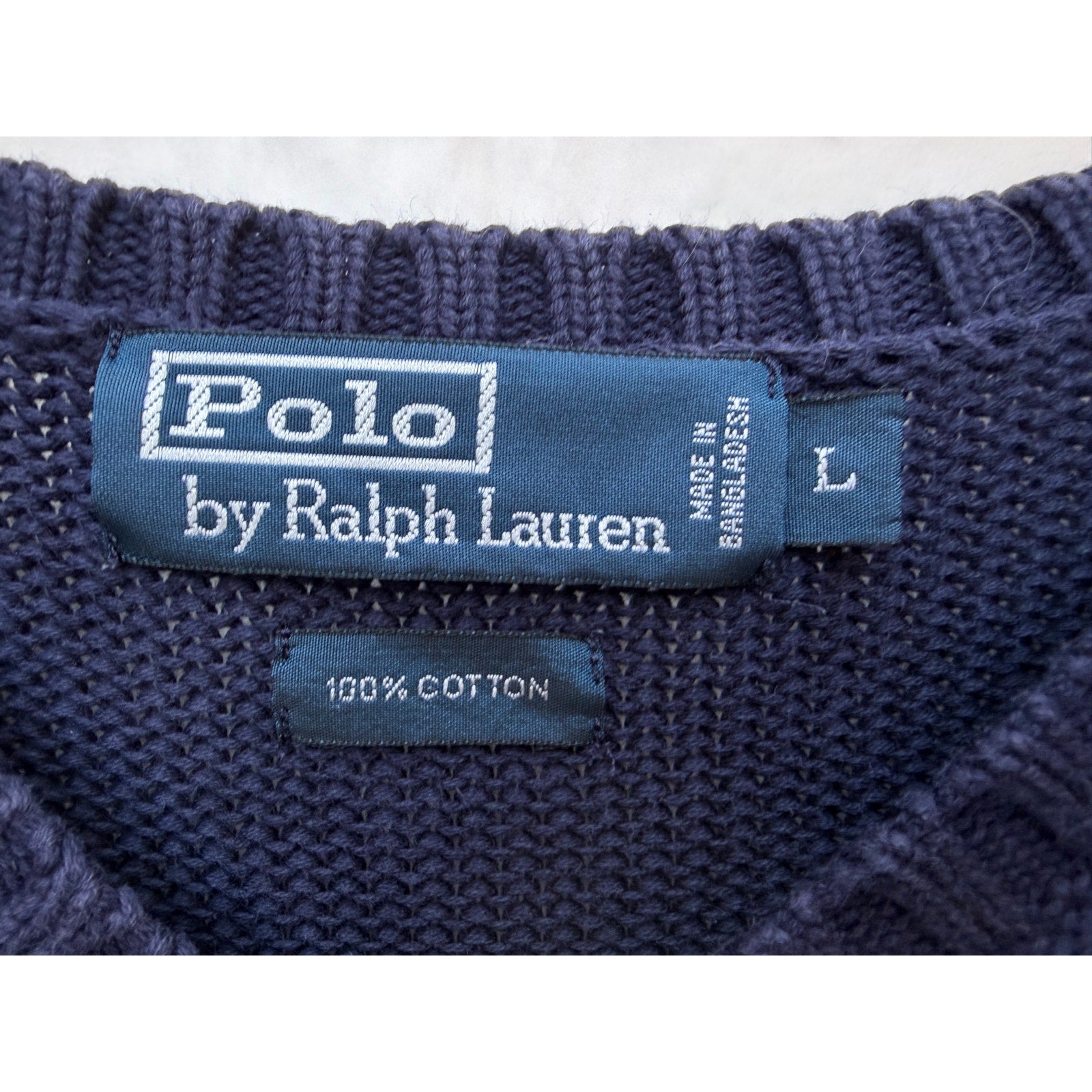 Polo Ralph Lauren Sweater Vest Mens Large Navy Knit V Neck Pony Logo Preppy