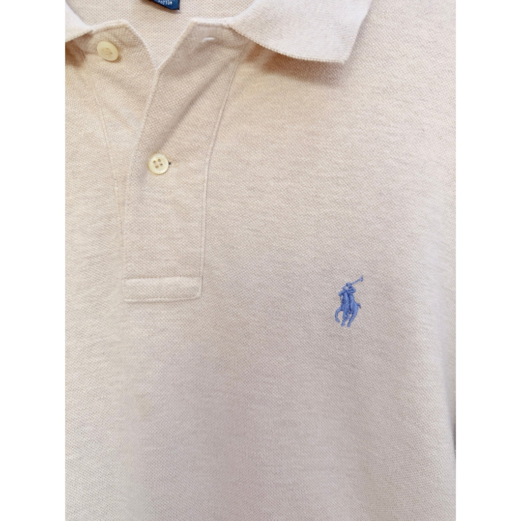 Polo Ralph Lauren Long Sleeve Polo Shirt Mens XL Beige Pony Logo Classic Fit