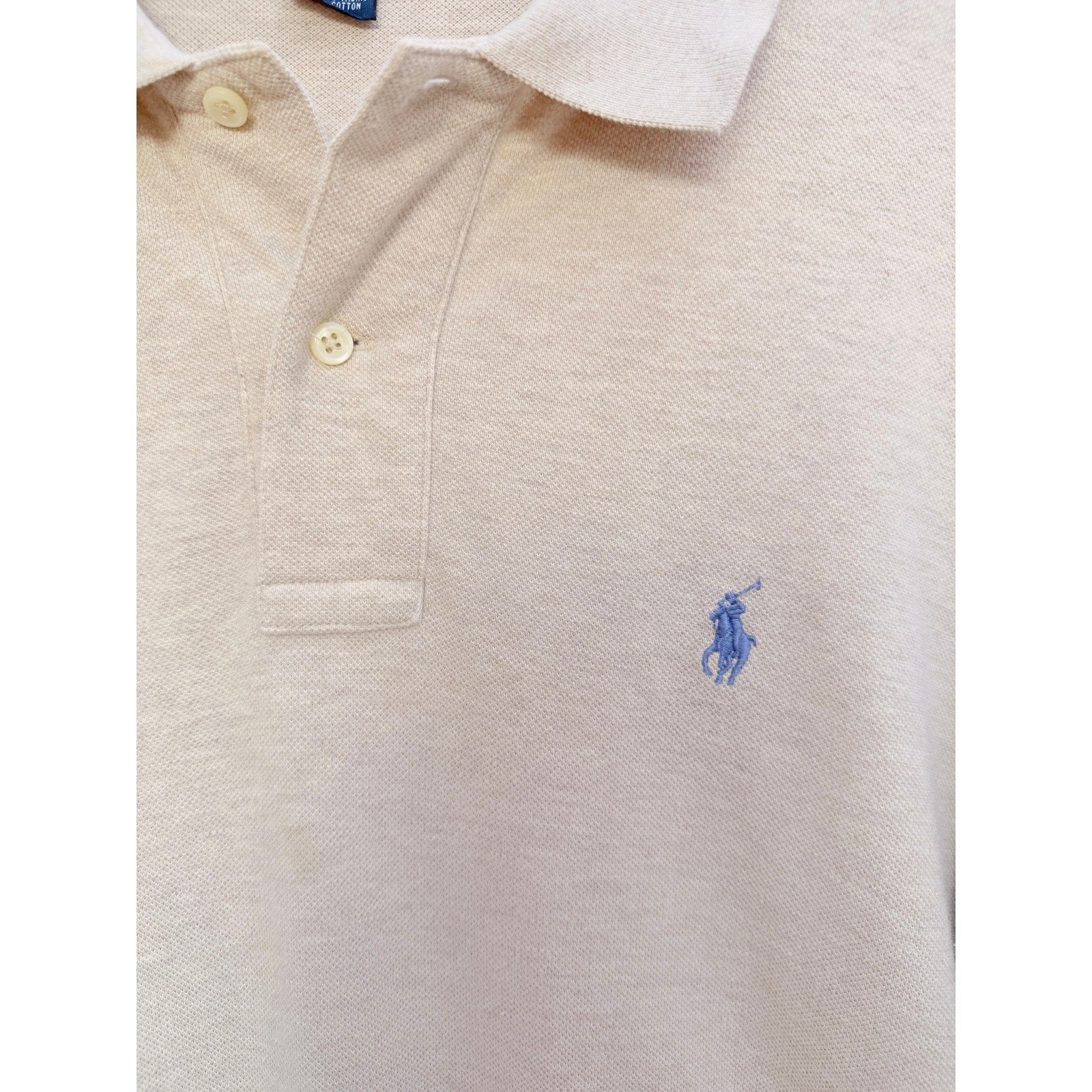 Polo Ralph Lauren Long Sleeve Polo Shirt Mens XL Beige Pony Logo Classic Fit
