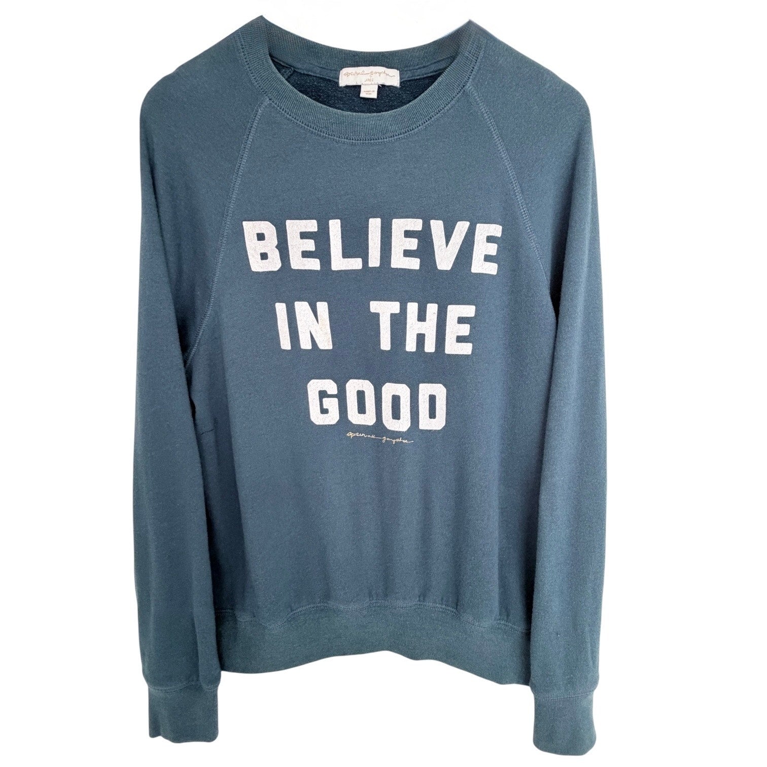 Spiritual Gangster Believe In The Good Sweatshirt Womens Large Blue USA Made