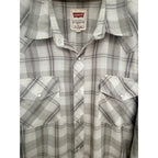 Levi's Gray Plaid Western Pearl Snap Shirt Mens Large - product photo 4