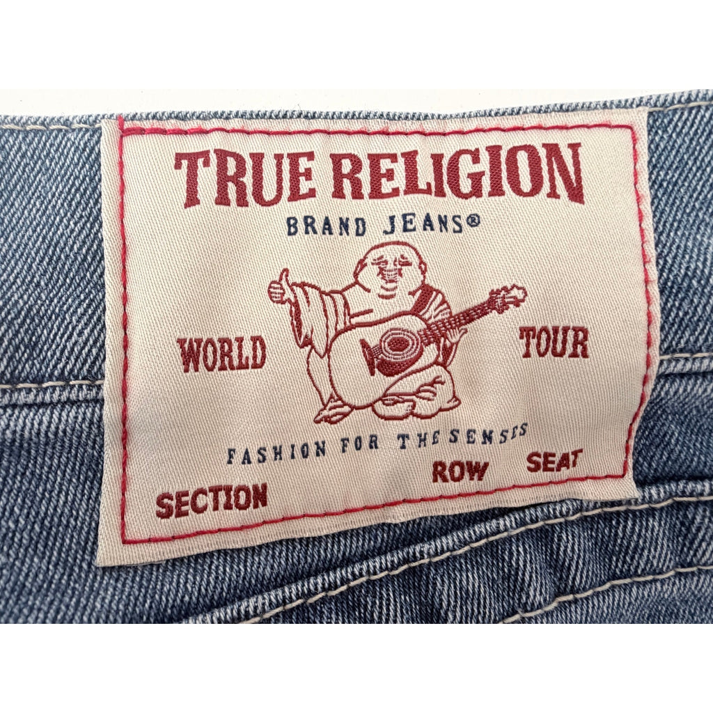 True Religion Ricky Denim Shorts Mens 36 Blue Relaxed Straight Cutoff Jean
