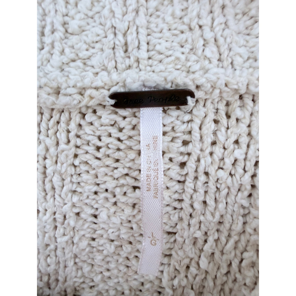 Free People Chunky Knit Sweater Womens XS Cream Oversized Pullover