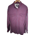 Resistol Rodeo Gear Stripe Western Shirt Mens Medium Burgundy Gray Cowboy