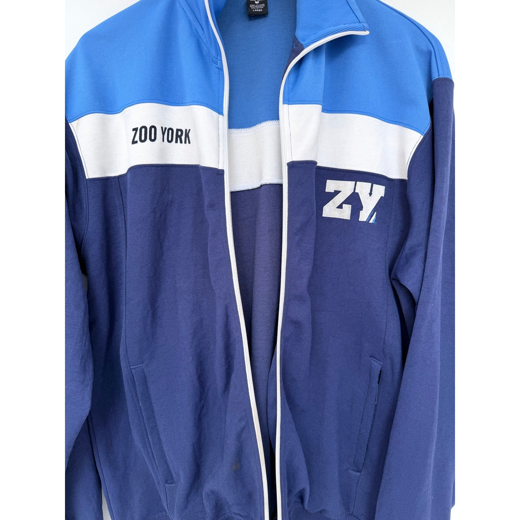 Zoo York Track Jacket Mens Large Blue White Full Zip Athletic Streetwear