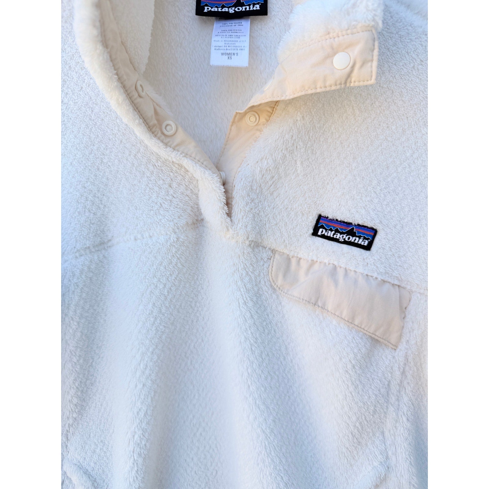 Patagonia Synchilla Snap T Fleece Womens XS Cream Pullover Outdoor Lightweight