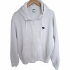 Nike Full Zip Hoodie Mens Large White Fleece Sweatshirt Swoosh Y2K