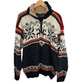 Disegna Italia Nordic Quarter Zip Sweater Mens Large Black Fair Isle Knit