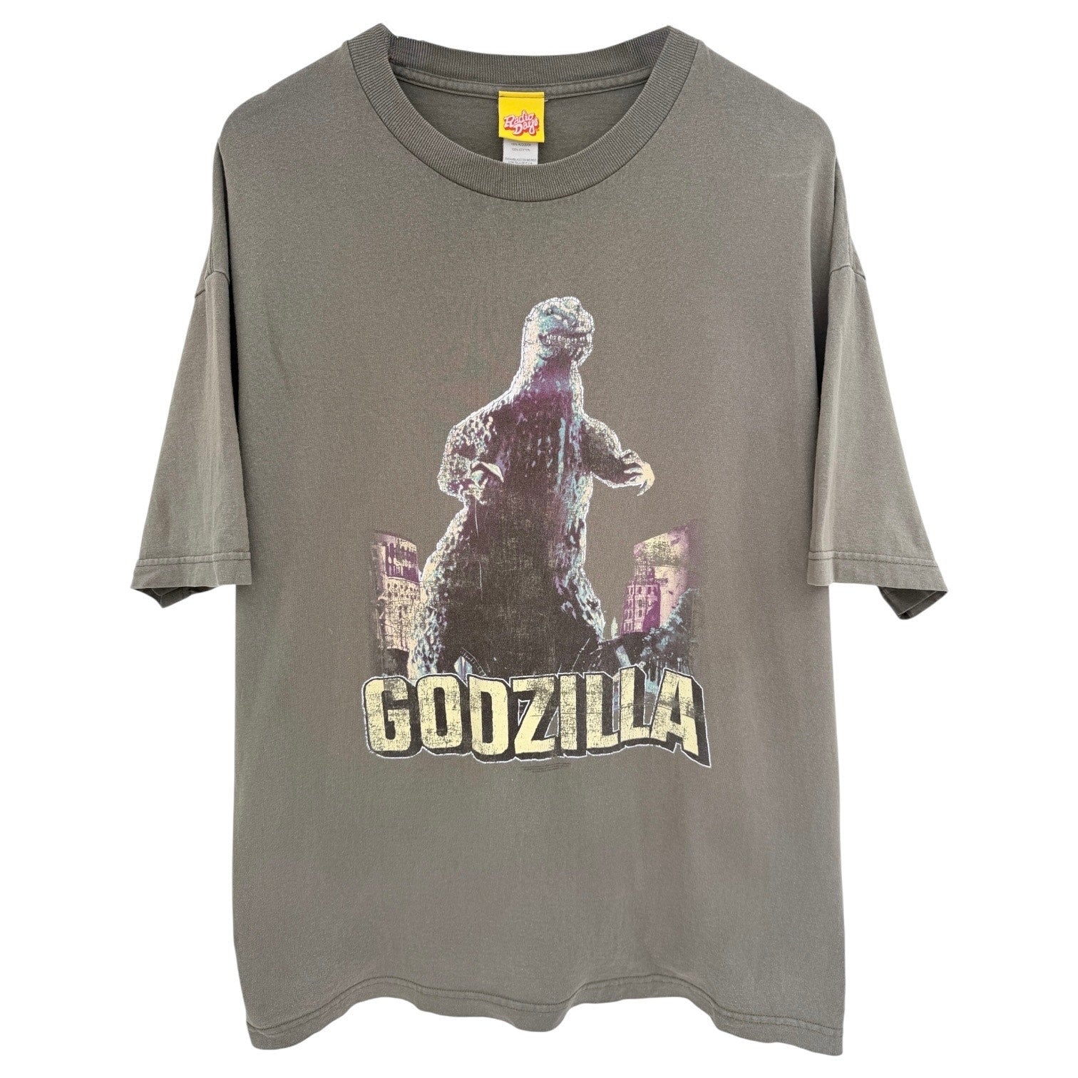 Godzilla Graphic T Shirt Mens XL Olive Green Monster Movie Tee