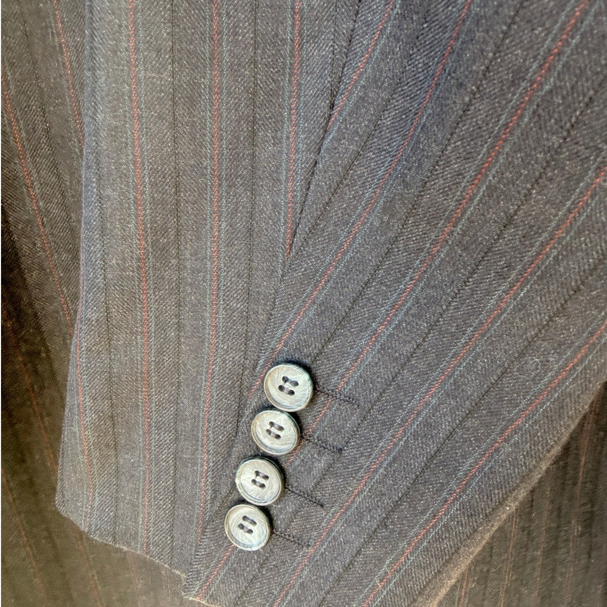Yves Saint Laurent Blazer Jacket Mens 40R Gray Pinstripe Made In France Vintage