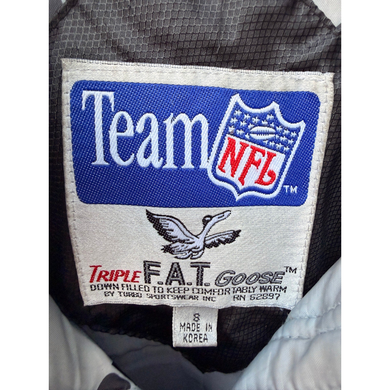 Vintage Oakland Raiders Parka Womens Size 8 Triple FAT Goose Down NFL Jacket