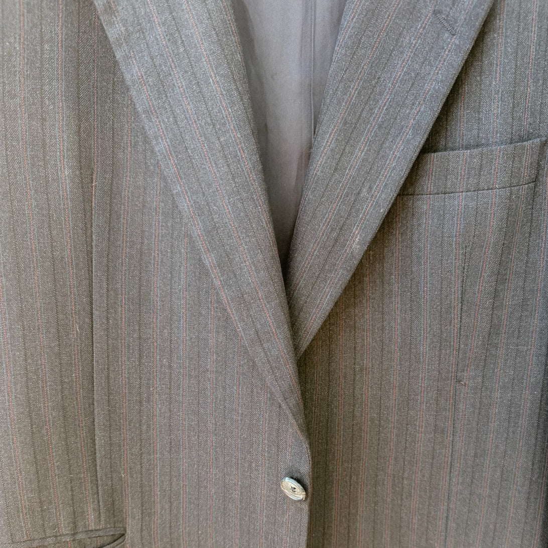 Yves Saint Laurent Blazer Jacket Mens 40R Gray Pinstripe Made In France Vintage