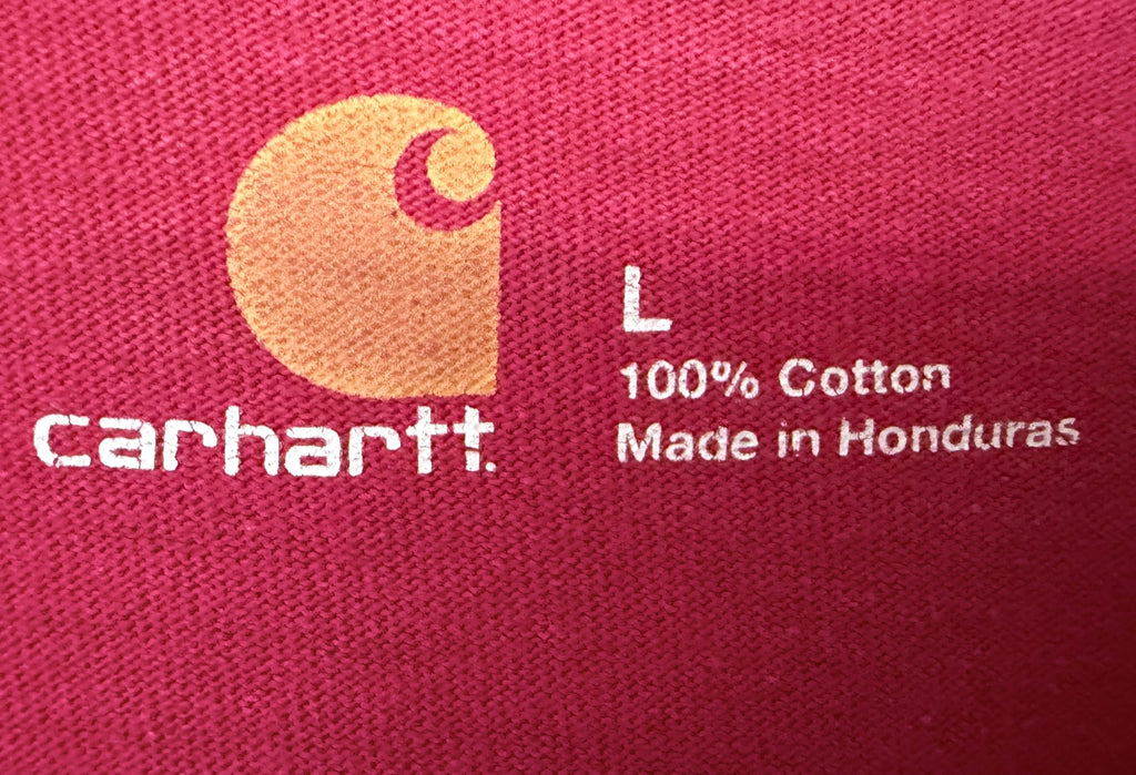Carhartt Men's Red Men's Dearborn Loose Fit Heavyweight Long Sleeve Pocket T-Shirt T-Shirt — brand label