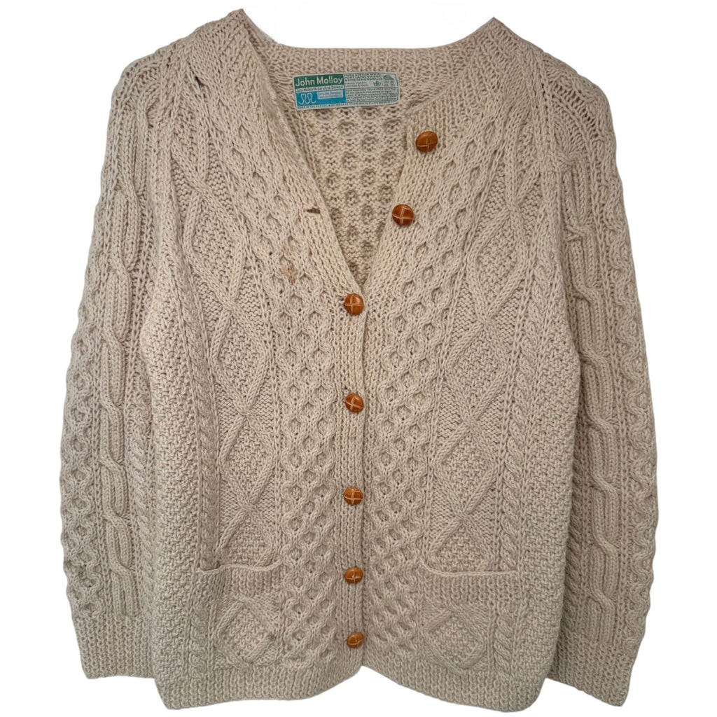 John Molloy Women's Beige Genuine Donegal Traditional Handknits Sweater — front view