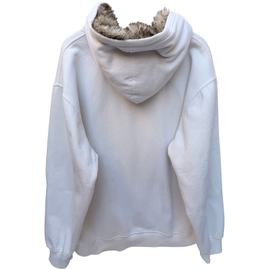 Brooklyn Express Sherpa Lined Hoodie Womens Large White Full Zip Fur Lined