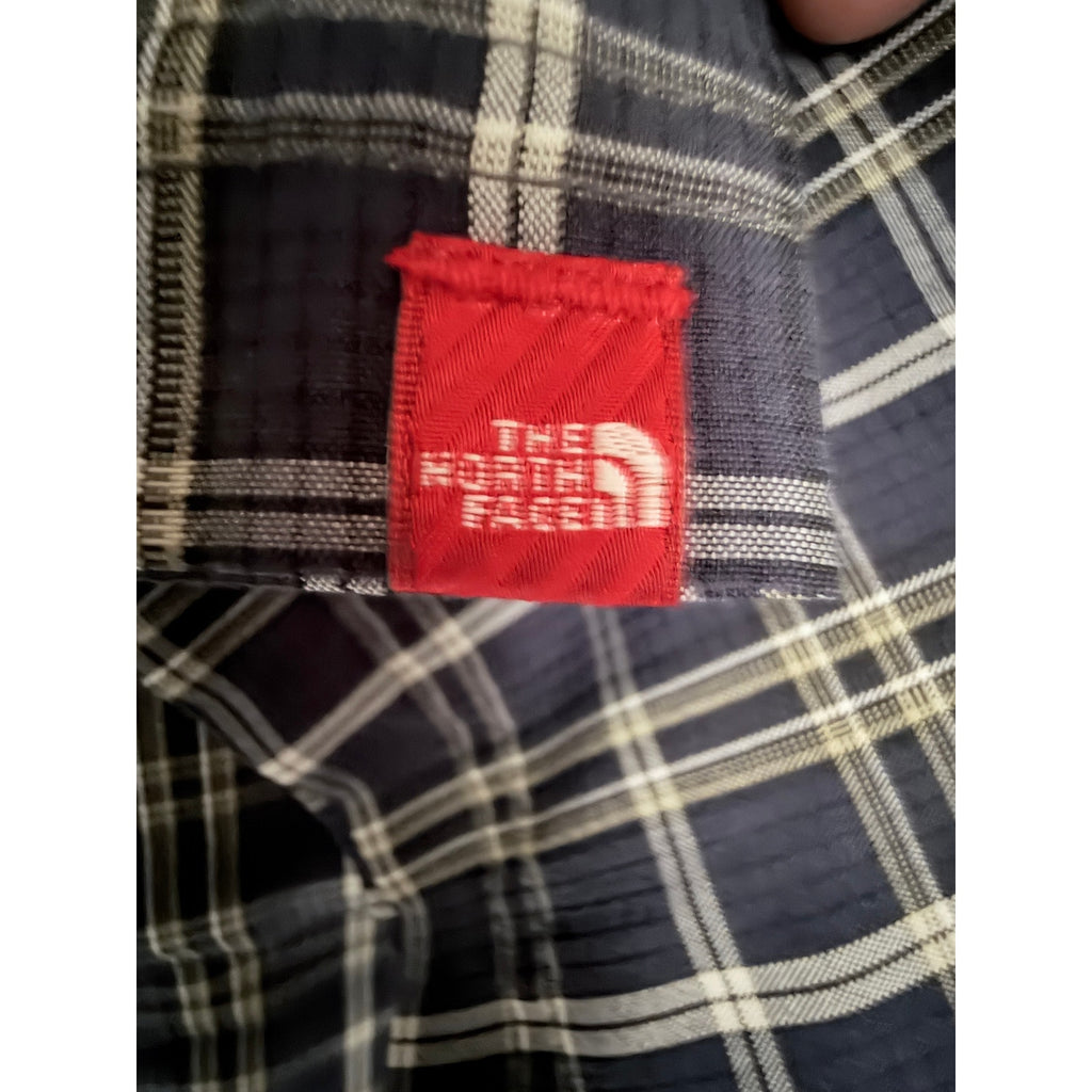 The North Face Plaid Short Sleeve Button Up Shirt Mens Large Blue Gray