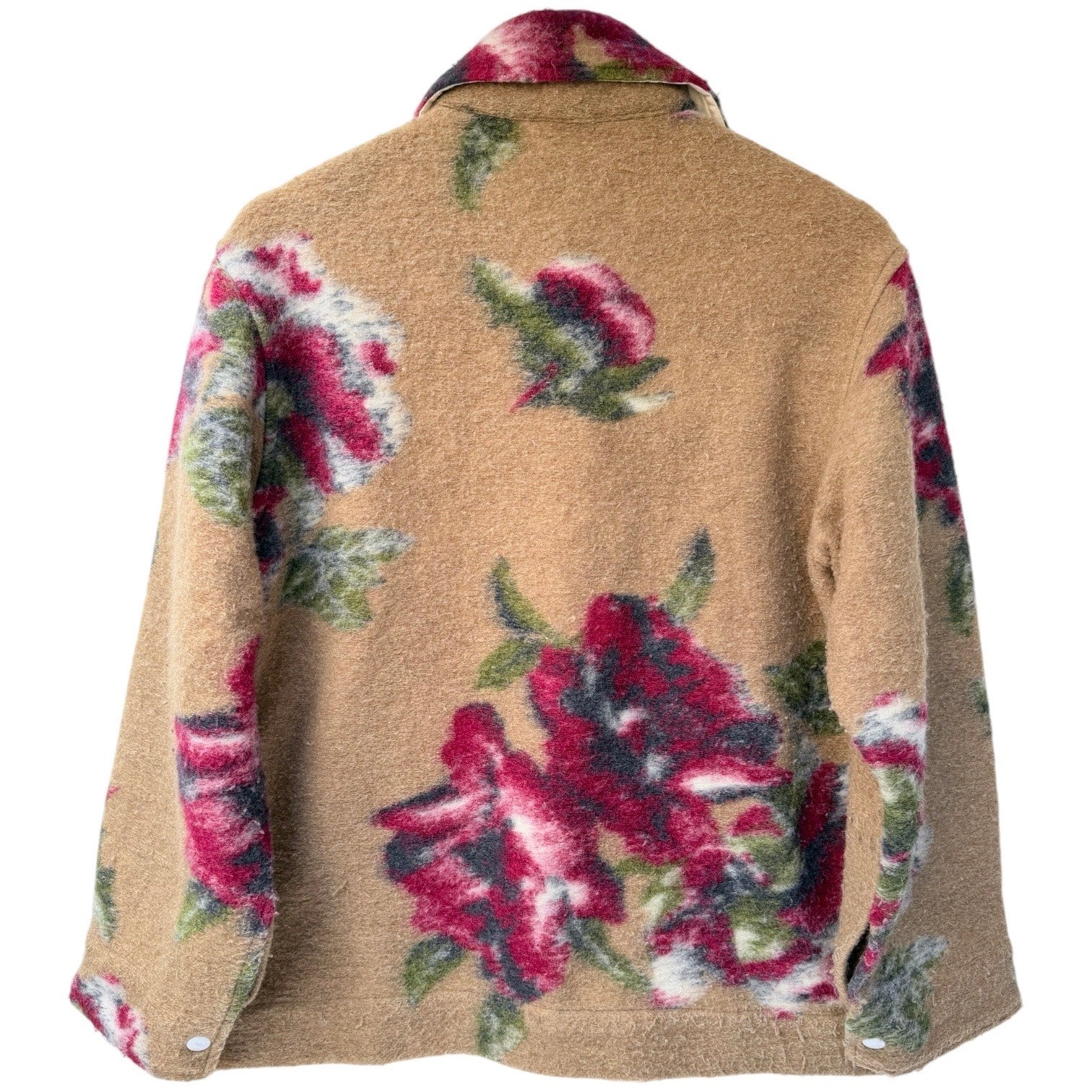 Carleen Anthropologie Womens Jacket XS Floral Wool Blend Snap Front USA Made