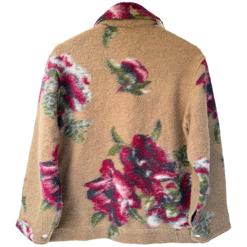Carleen Anthropologie Womens Jacket XS Floral Wool Blend Snap Front USA Made