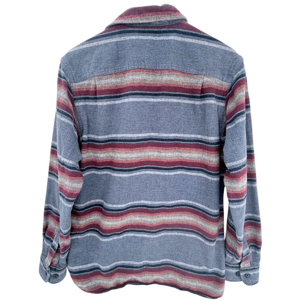 L.L.Bean Flannel Shirt Mens Medium Gray Red Striped Slightly Fitted
