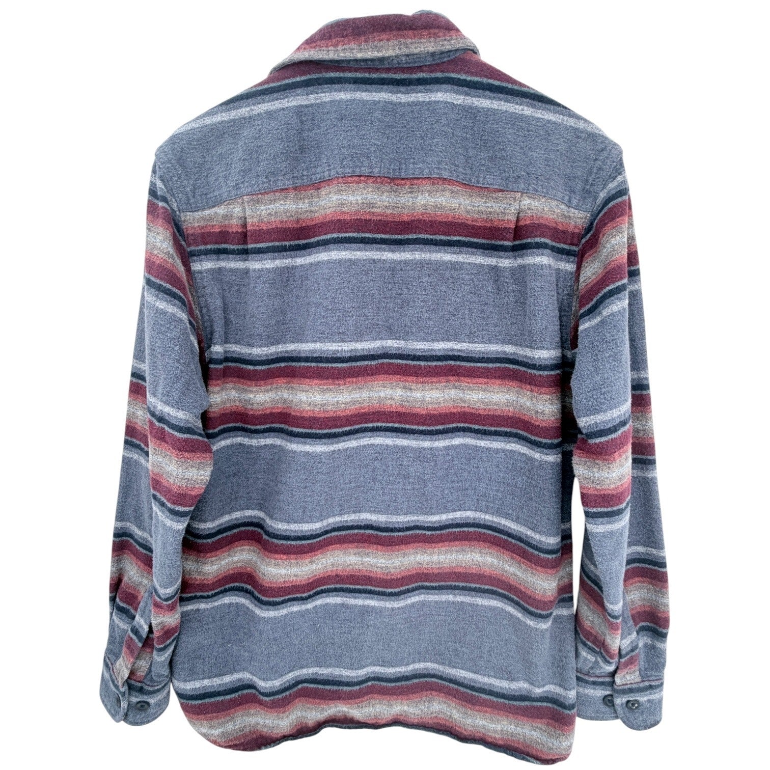 L.L.Bean Flannel Shirt Mens Medium Gray Red Striped Slightly Fitted