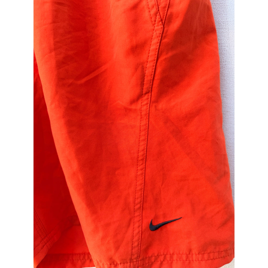 Nike Swim Trunks Mens Medium Orange Black Athletic Swim Shorts