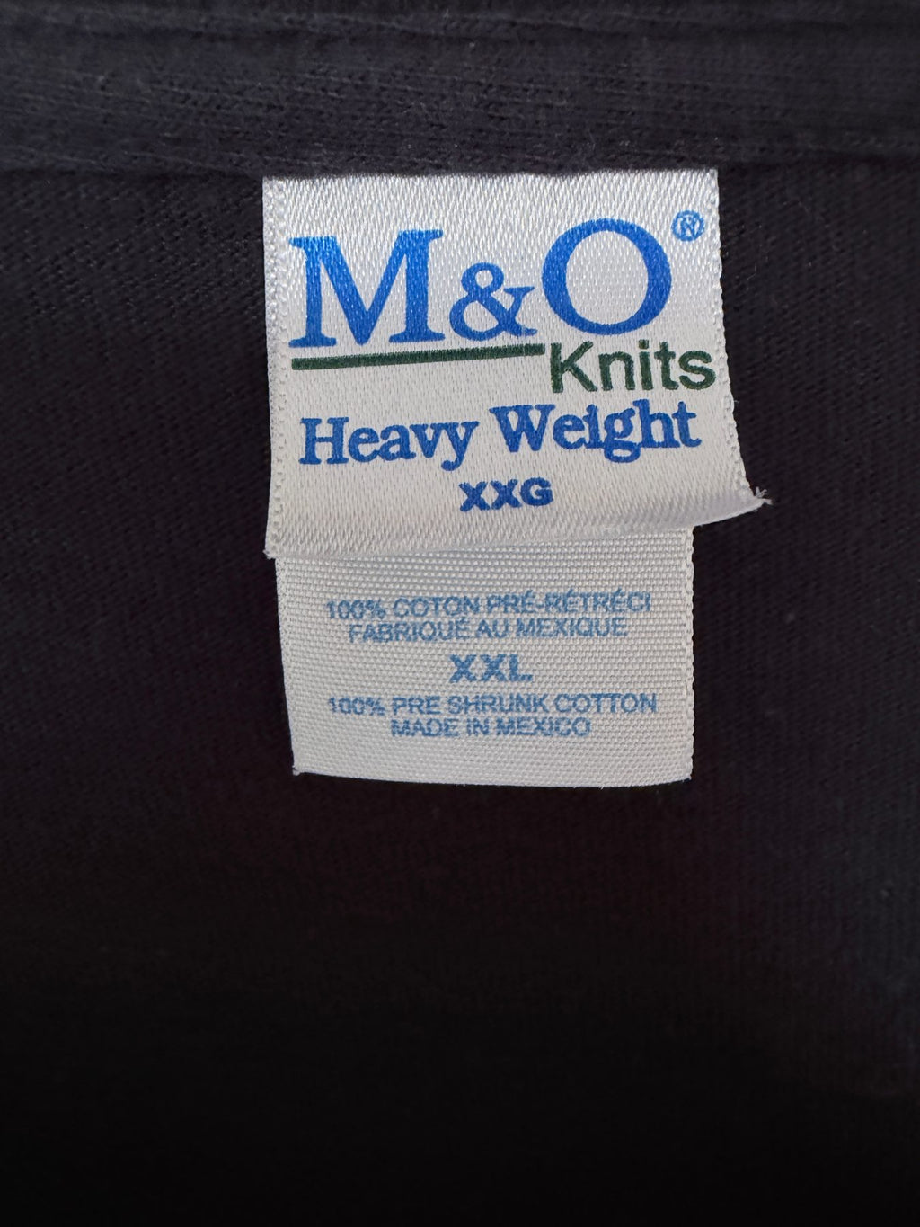 M&O Knits Men's Black Rush Fleece Crewneck T-Shirt — brand label